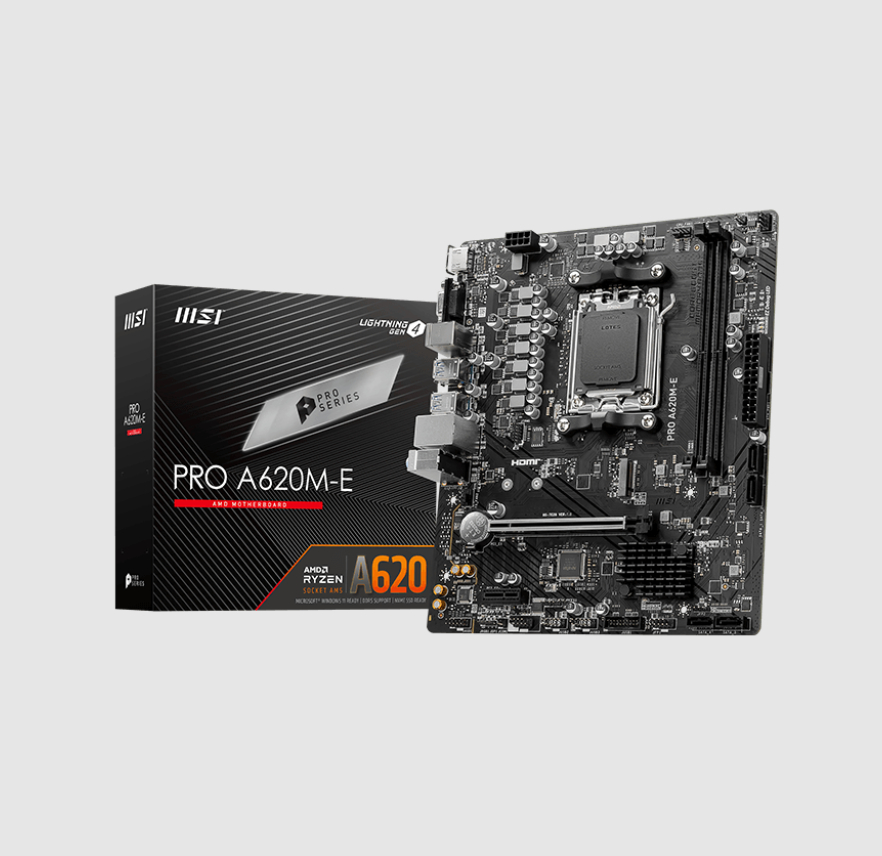  A620 m-ATX Motherboard: AM5 Socket For AMD Ryzen 7000 Series Processors<BR>2x DDR5, 4x SATA 6Gb/s, PCIe 4.0, 1x M.2 Gen4, USB 3.2, Gigabit LAN, Realtek ALC897 7.1 Audio, HDMI/VGA  